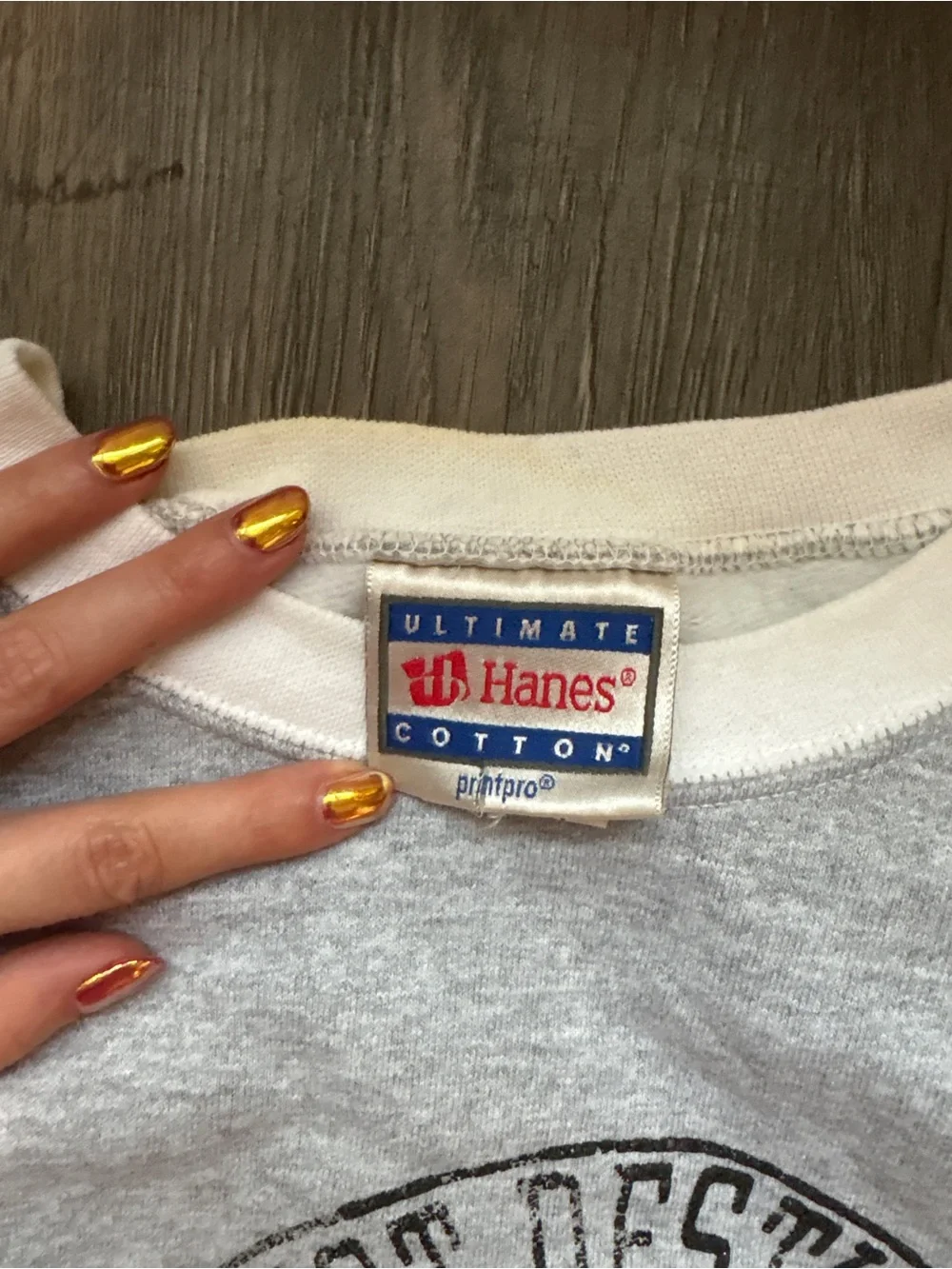 Vintage 90s Hanes Gray Crewneck Sweatshirt | Contrast Trim